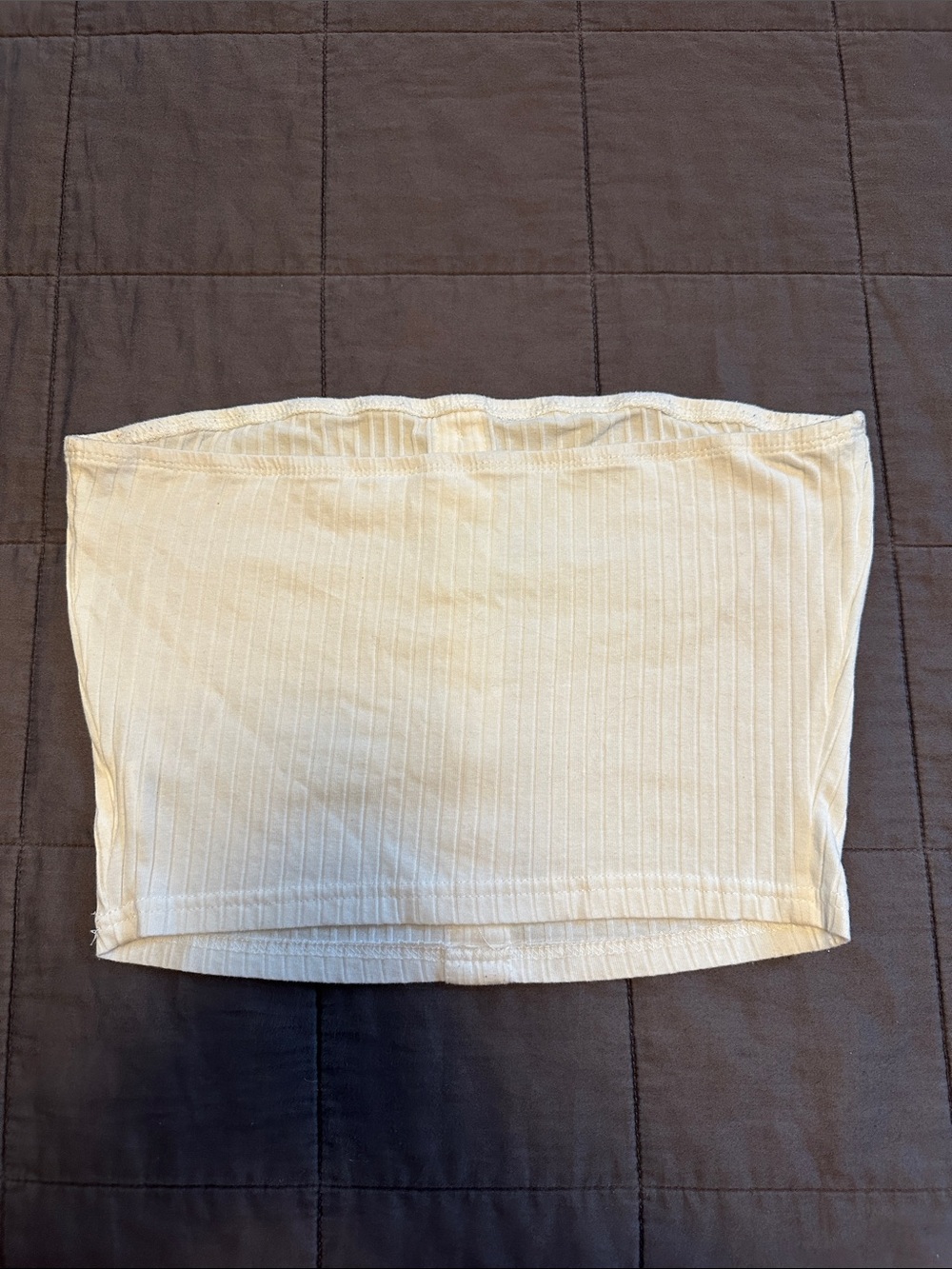 SHEIN Cream Ribbed Button-Front Tube Top - Picture 2 of 2